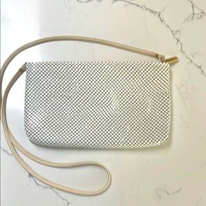 Whiting & Davis White Mesh Wristlet Clutch
